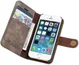 DG Ming Apple iPhone 5/5s/SE Echt Leren Portemonnee Hoesje Coffee afbeelding 1