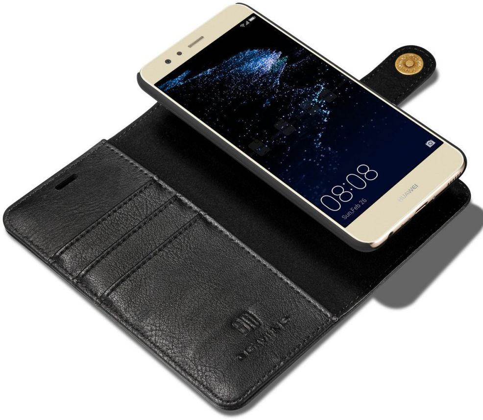 Huawei P10 Plus Echt Leren Portemonnee Hoesje Zwart afbeelding 4