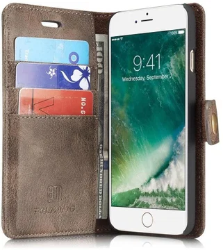 Apple iPhone SE (2020/2022)/7/8 Portemonnee Hoesje Echt Leer Coffee