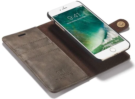 Apple iPhone SE (2020/2022)/7/8 Portemonnee Hoesje Echt Leer Coffee afbeelding 2