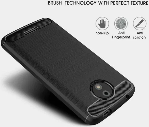 Motorola Moto C Plus Geborsteld TPU Hoesje Zwart afbeelding 5