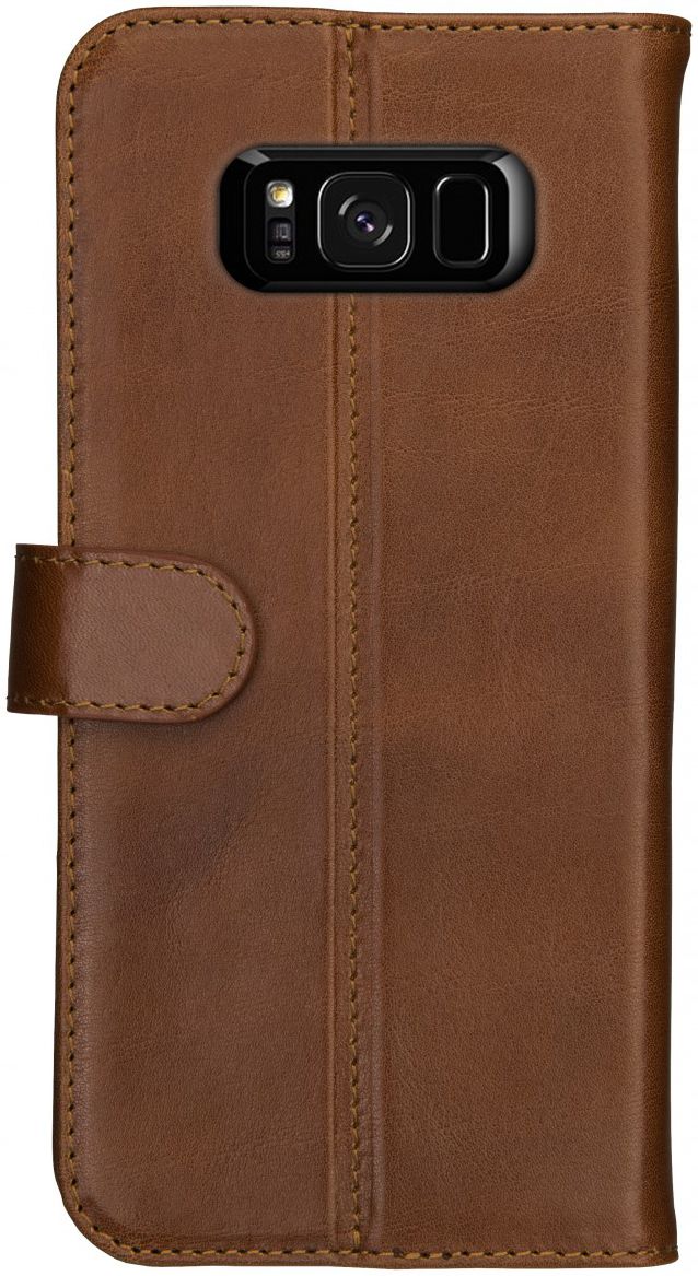 Rosso Deluxe Samsung Galaxy S8 Hoesje Echt Leer Pasjes Book Case Bruin afbeelding 11