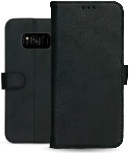 Rosso Deluxe Samsung Galaxy S8 Plus Hoesje Echt Leer Book Case Zwart afbeelding 14