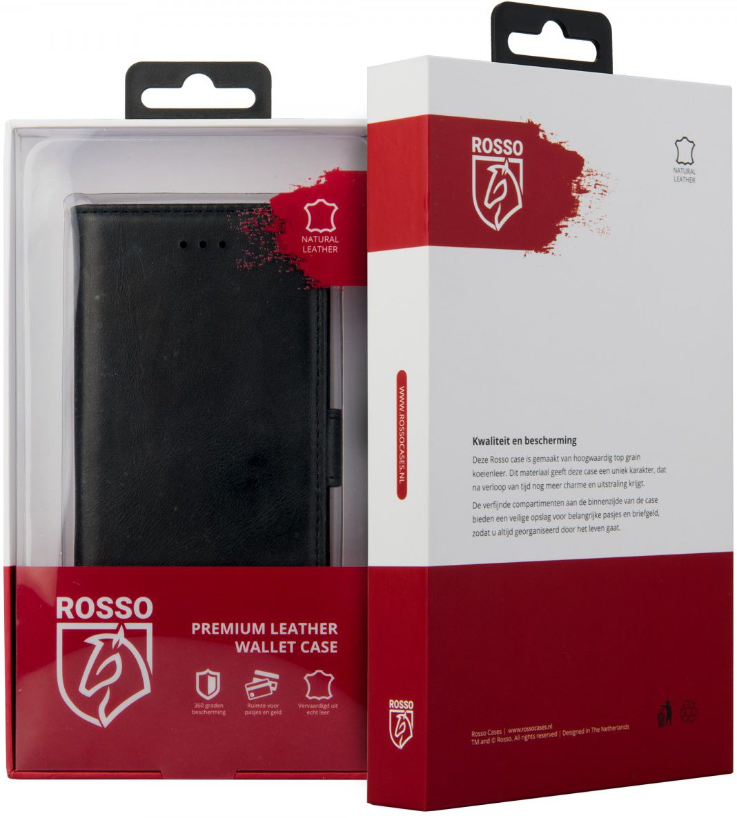 Rosso Deluxe Huawei P10 Lite Hoesje Echt Leer Pasjes Book Case Zwart afbeelding 10