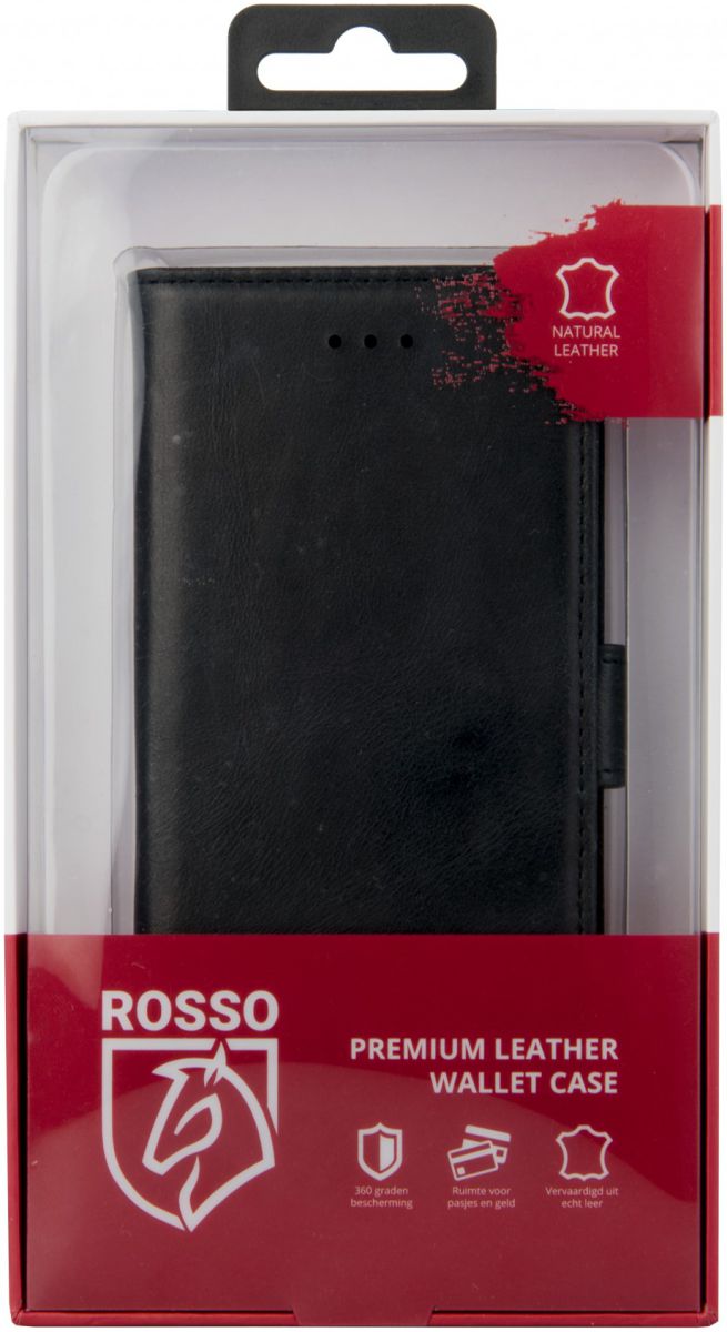 Rosso Deluxe Huawei P10 Lite Hoesje Echt Leer Pasjes Book Case Zwart afbeelding 14