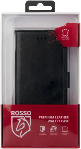Rosso Deluxe Huawei P10 Lite Hoesje Echt Leer Pasjes Book Case Zwart afbeelding 14