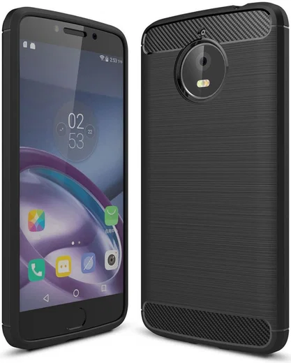 Geborsteld Motorola Moto E4 Plus Hoesje Zwart afbeelding 1
