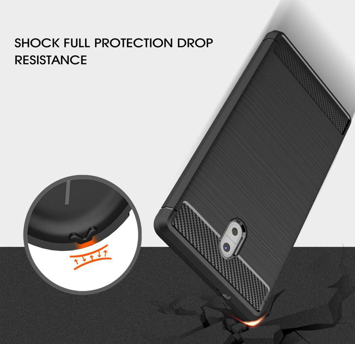 Nokia 3 Geborsteld TPU Hoesje Zwart afbeelding 2