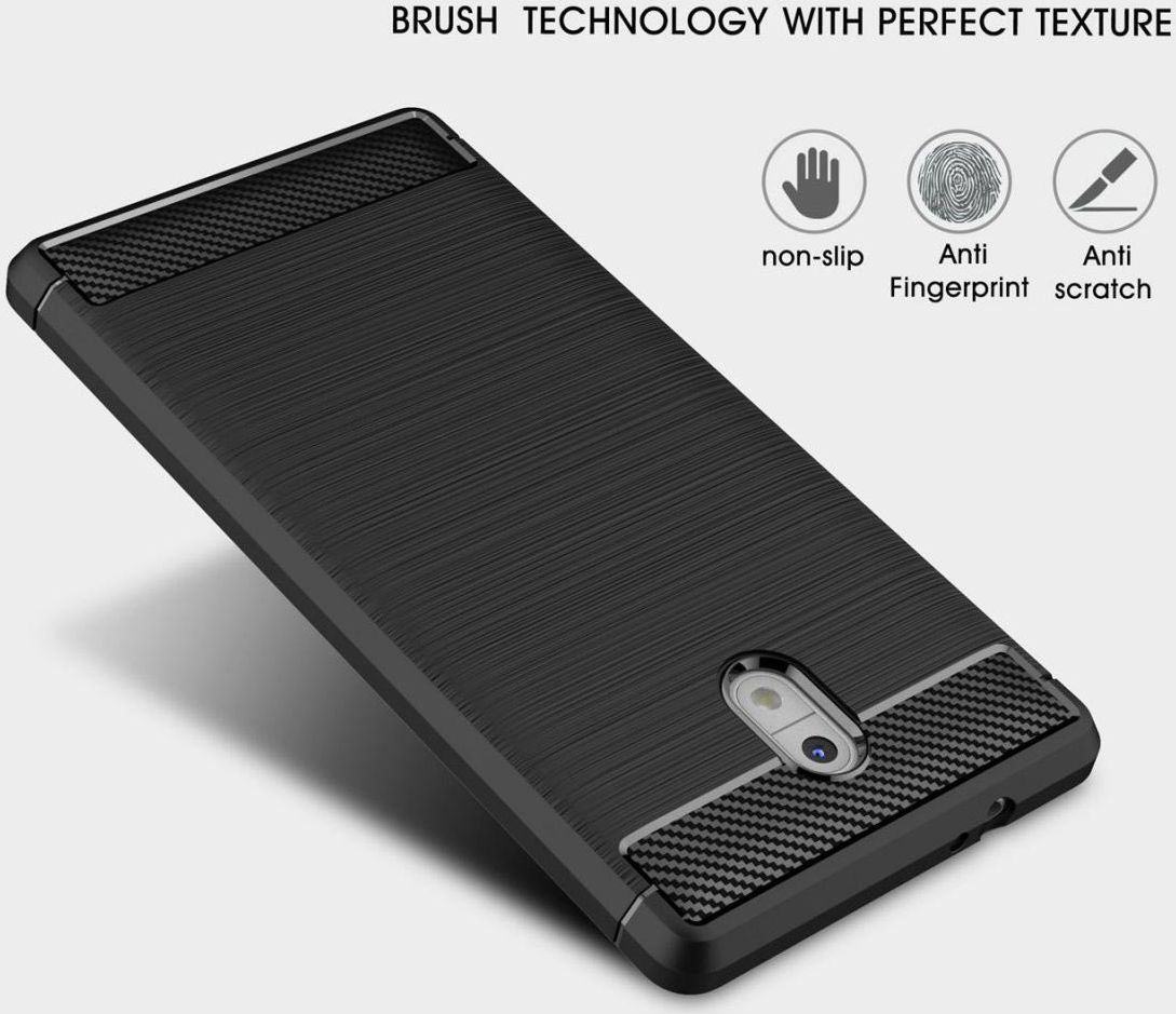 Nokia 3 Geborsteld TPU Hoesje Zwart afbeelding 7