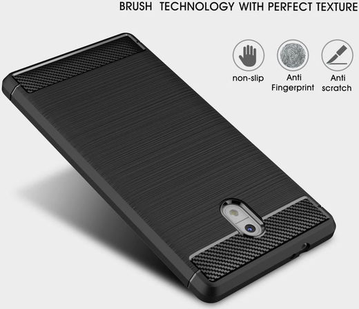 Nokia 3 Geborsteld TPU Hoesje Zwart afbeelding 7