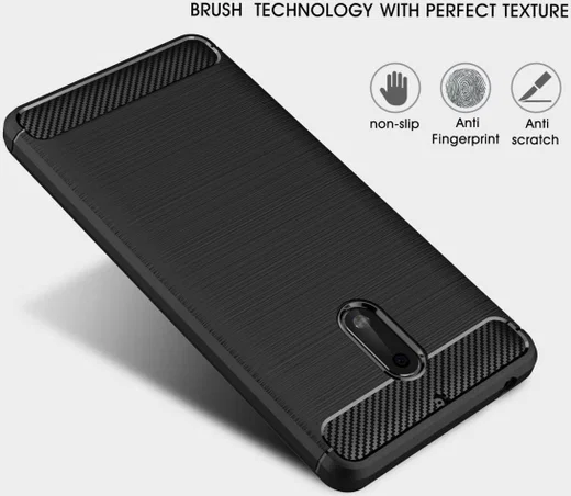 Nokia 6 Geborsteld TPU Hoesje Zwart afbeelding 8