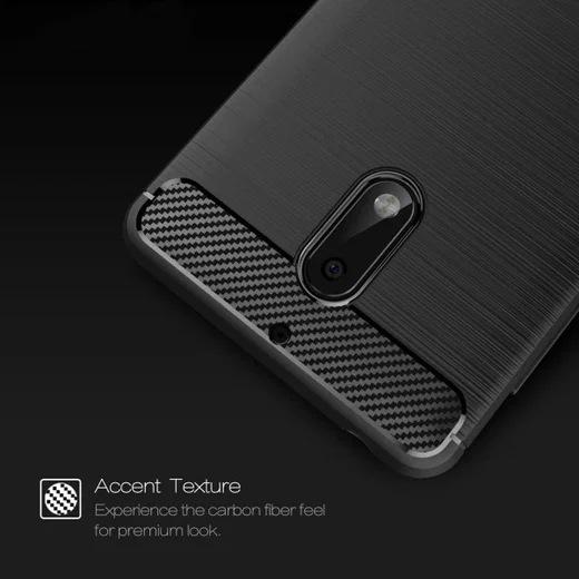 Nokia 6 Geborsteld TPU Hoesje Zwart afbeelding 2