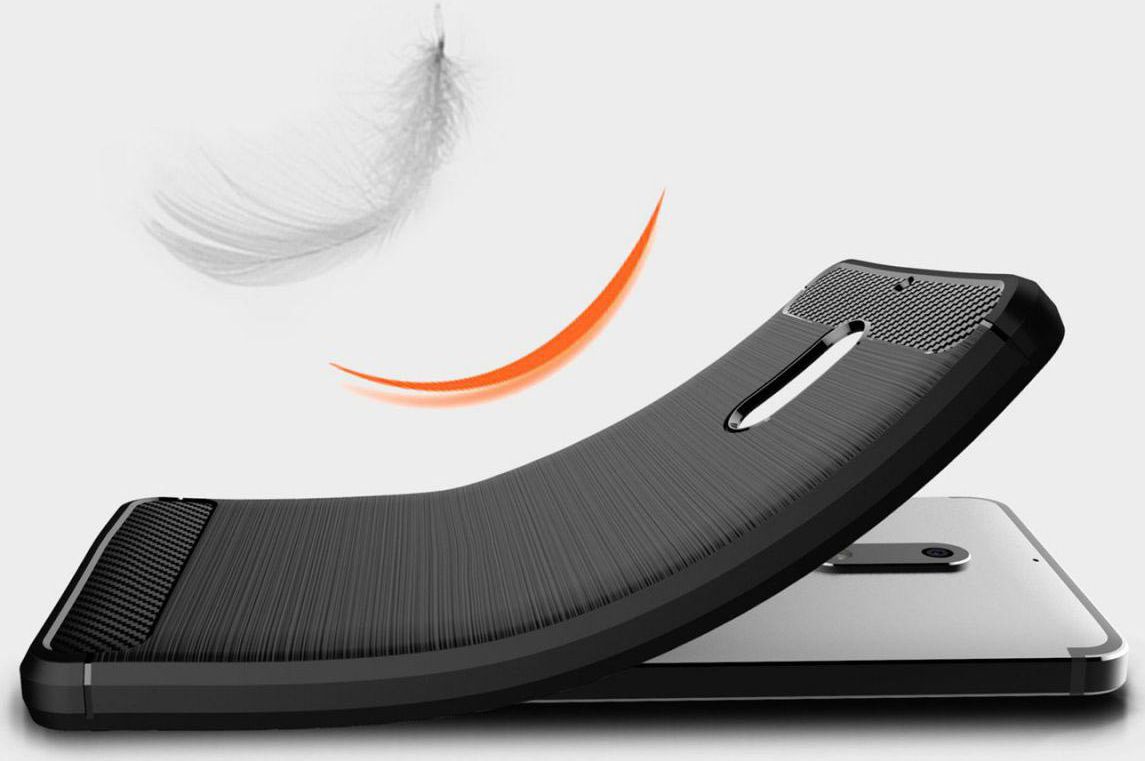 Nokia 6 Geborsteld TPU Hoesje Zwart afbeelding 4