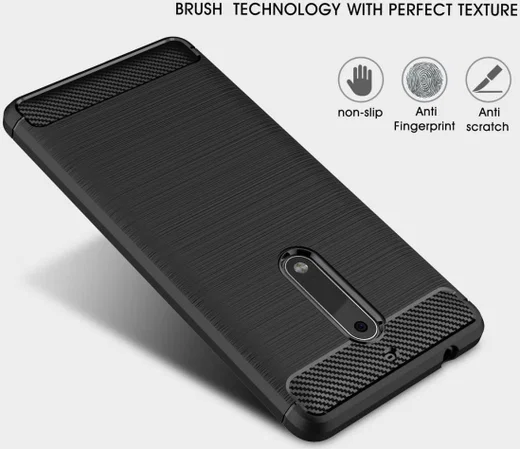 Nokia 5 Geborsteld TPU Hoesje Zwart afbeelding 6