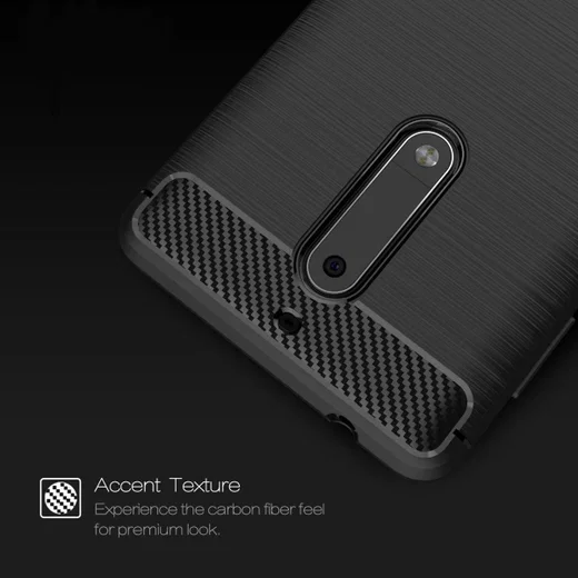 Nokia 5 Geborsteld TPU Hoesje Zwart afbeelding 2
