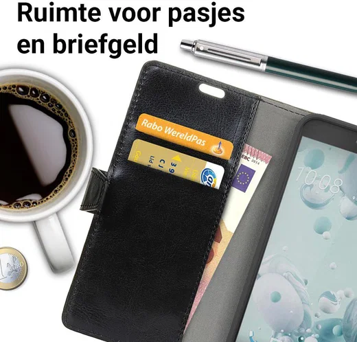 HTC U11 Portemonnee Hoesje Zwart afbeelding 2