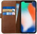 Rosso Deluxe Apple iPhone X / XS Hoesje Echt Leer Book Case Bruin