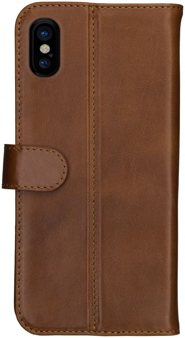 Rosso Deluxe Apple iPhone X / XS Hoesje Echt Leer Book Case Bruin afbeelding 11