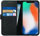 Rosso Deluxe Apple iPhone X / XS Hoesje Echt Leer Book Case Zwart