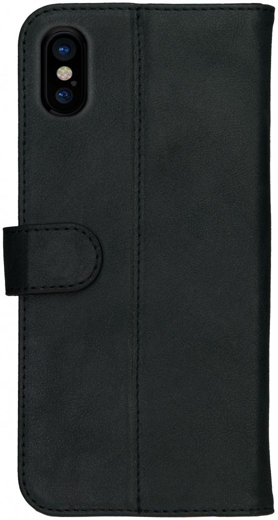 Rosso Deluxe Apple iPhone X / XS Hoesje Echt Leer Book Case Zwart afbeelding 12