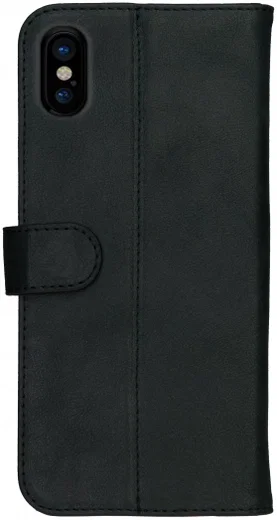 Rosso Deluxe Apple iPhone X / XS Hoesje Echt Leer Book Case Zwart afbeelding 12