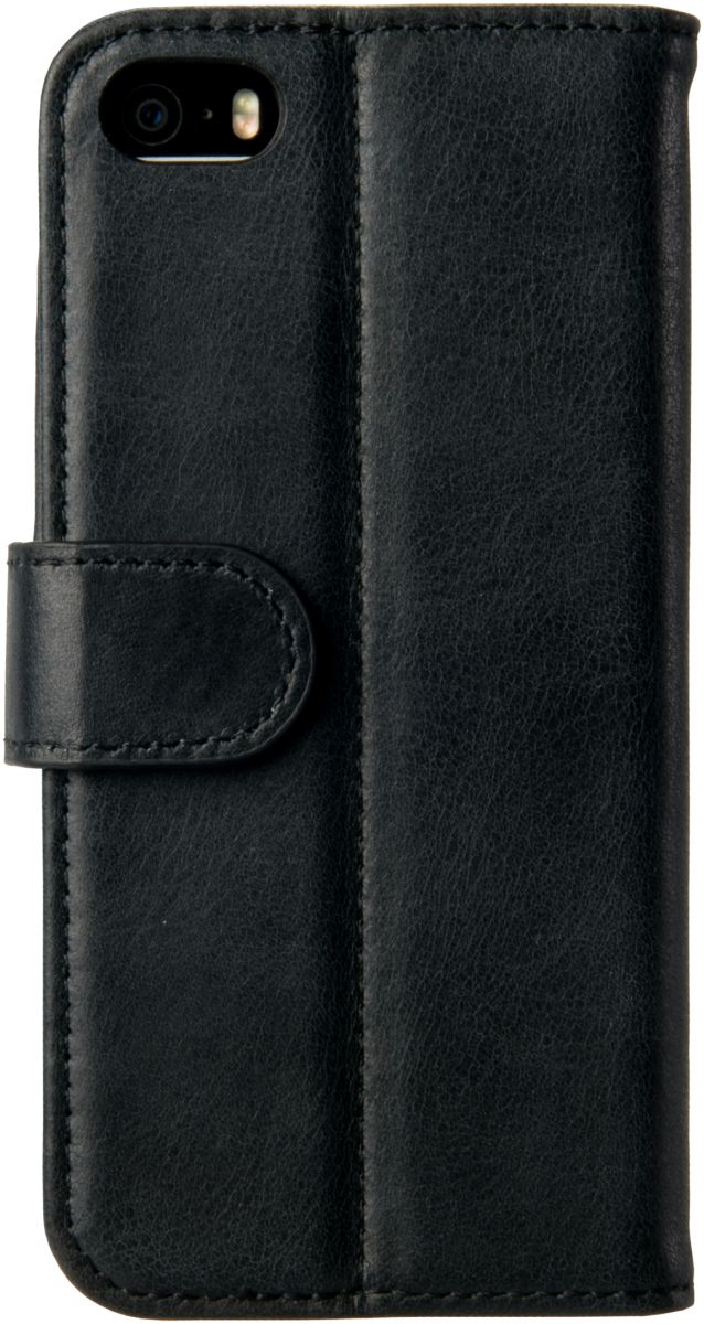 Rosso Deluxe Apple iPhone 5/5S/SE Hoesje Echt Leer Book Case Zwart afbeelding 4