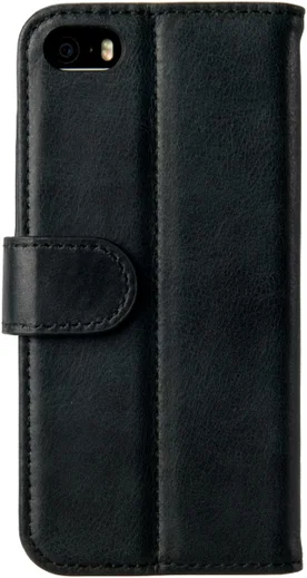 Rosso Deluxe Apple iPhone 5/5S/SE Hoesje Echt Leer Book Case Zwart afbeelding 4