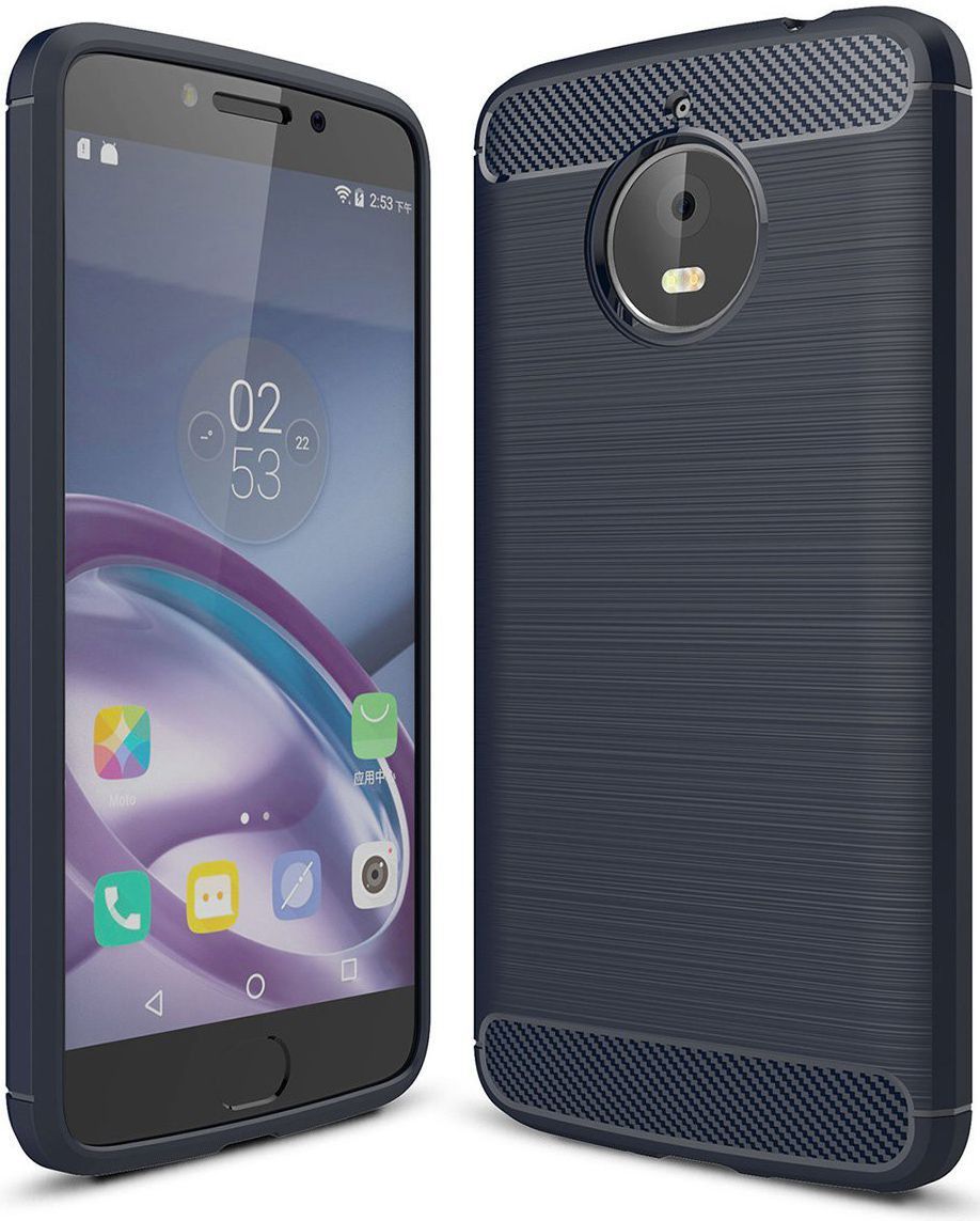 Motorola Moto E4 Plus Geborsteld TPU Hoesje Blauw afbeelding 1