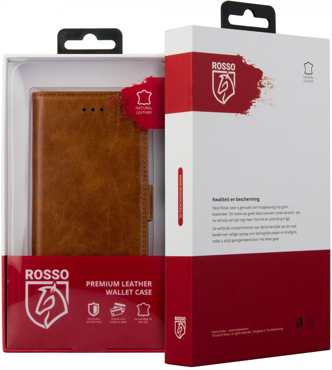 Rosso Deluxe OnePlus 5 Hoesje Echt Leer Pasjes Book Case Bruin afbeelding 10