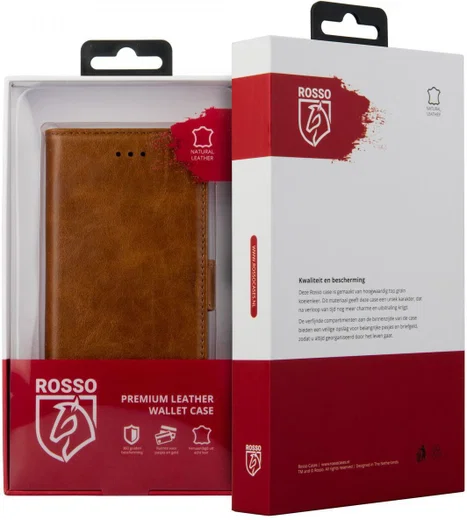 Rosso Deluxe OnePlus 5 Hoesje Echt Leer Pasjes Book Case Bruin afbeelding 10