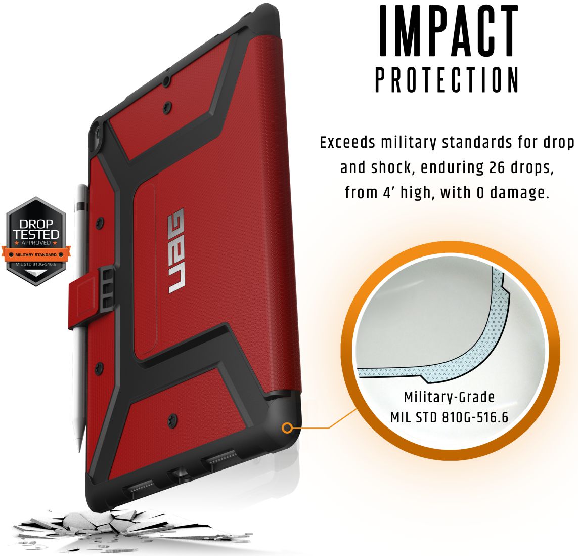 Urban Armor Gear Metropolis iPad Air 2019 / Pro 10.5 2017 Hoes Rood afbeelding 4