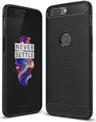 OnePlus 5 Geborsteld TPU Hoesje Zwart afbeelding