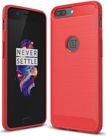 OnePlus 5 Hoesje Geborsteld TPU Rood afbeelding 1
