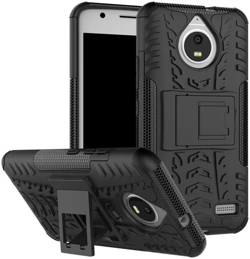 Robuuste Hybride Hoesje Motorola Moto E4 Zwart afbeelding 1