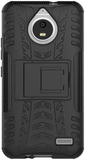 Robuuste Hybride Hoesje Motorola Moto E4 Zwart afbeelding 2