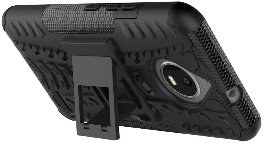 Robuuste Hybride Hoesje Motorola Moto E4 Zwart afbeelding 3