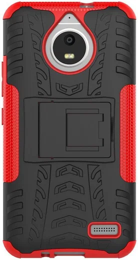 Robuuste Hybride Hoesje Motorola Moto E4 Rood afbeelding 2