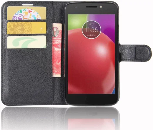 Motorola Moto E4 Portemonnee Hoesje Zwart afbeelding 1