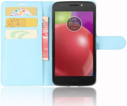 Motorola Moto E4 Portemonnee Hoesje Blauw afbeelding 1