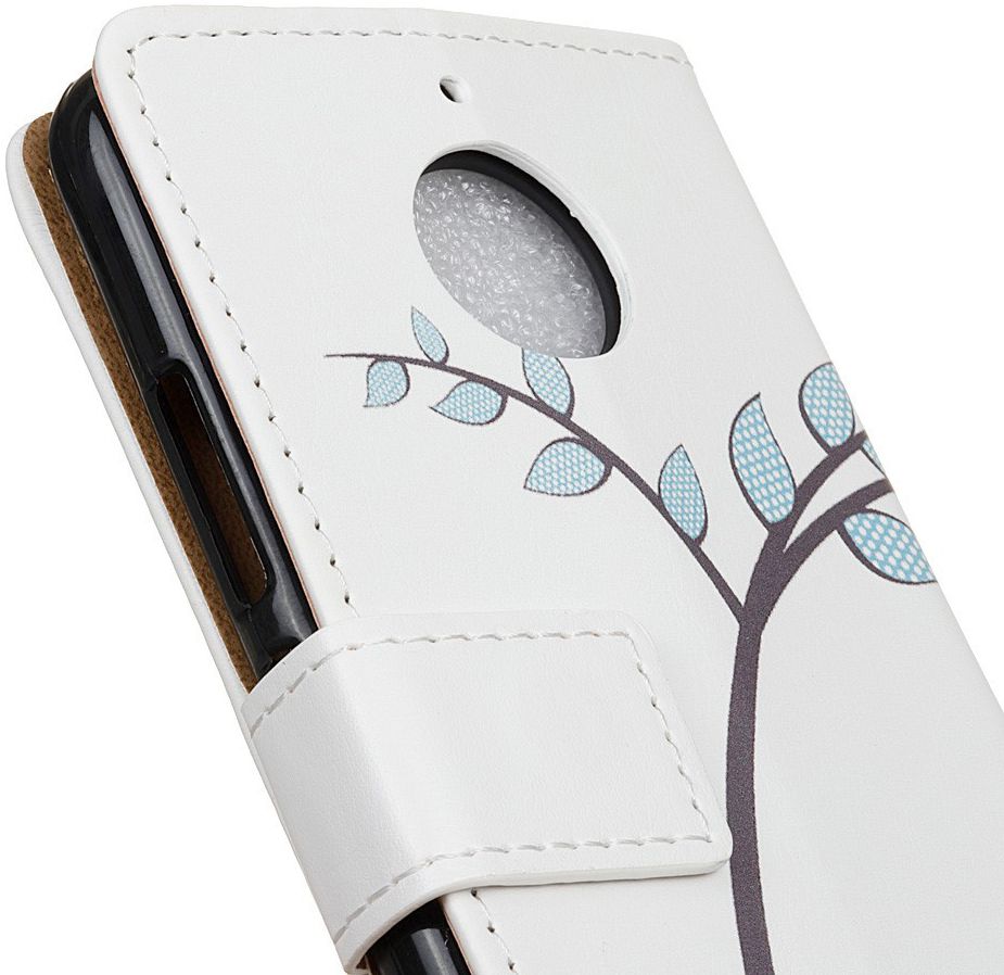 Motorola Moto E4 Portemonnee Flip Hoesje Print Boom Uilen afbeelding 3