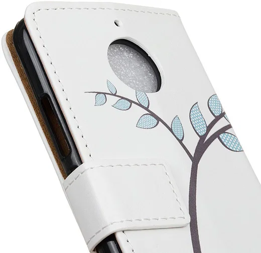 Motorola Moto E4 Portemonnee Flip Hoesje Print Boom Uilen afbeelding 3