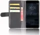 Nokia 6 Portemonnee Hoesje Kunst Leer Zwart afbeelding 1