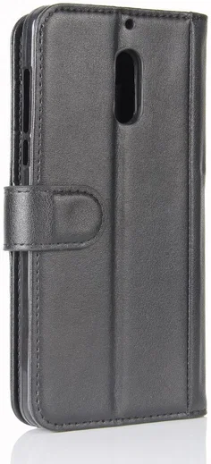Nokia 6 Portemonnee Hoesje Kunst Leer Zwart afbeelding 7