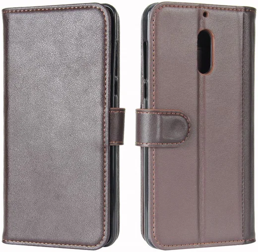 Nokia 6 Portemonnee Hoesje Kunst Leer Bruin afbeelding 10