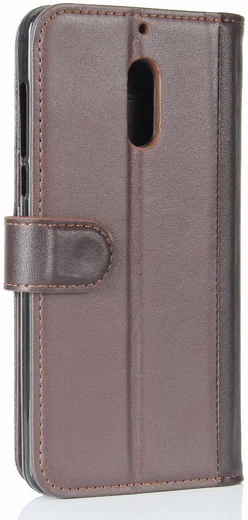 Nokia 6 Portemonnee Hoesje Kunst Leer Bruin afbeelding 7