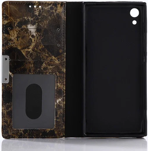 Sony Xperia XA1 Marmer Portemonnee Hoesje Zwart afbeelding 2