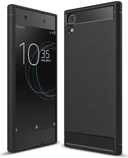 Sony Xperia XA1 Ultra Geborsteld TPU Hoesje Zwart afbeelding 1