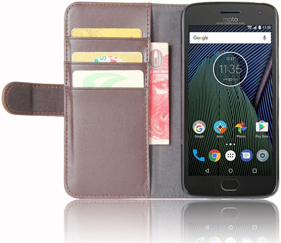 Echt Leren Motorola Moto G5 Hoesje Bruin afbeelding 1