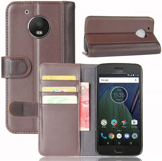 Echt Leren Motorola Moto G5 Hoesje Bruin afbeelding 4