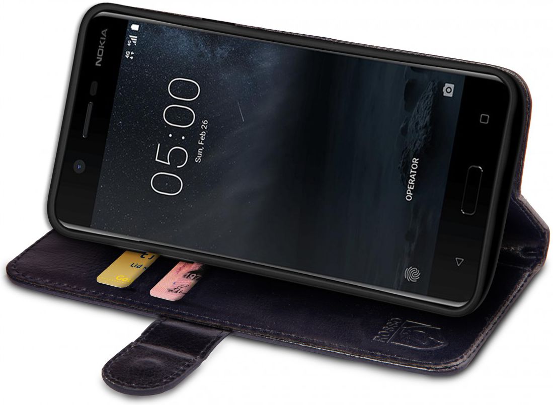 Rosso Nokia 3 Hoesje Premium Book Cover Zwart afbeelding 2